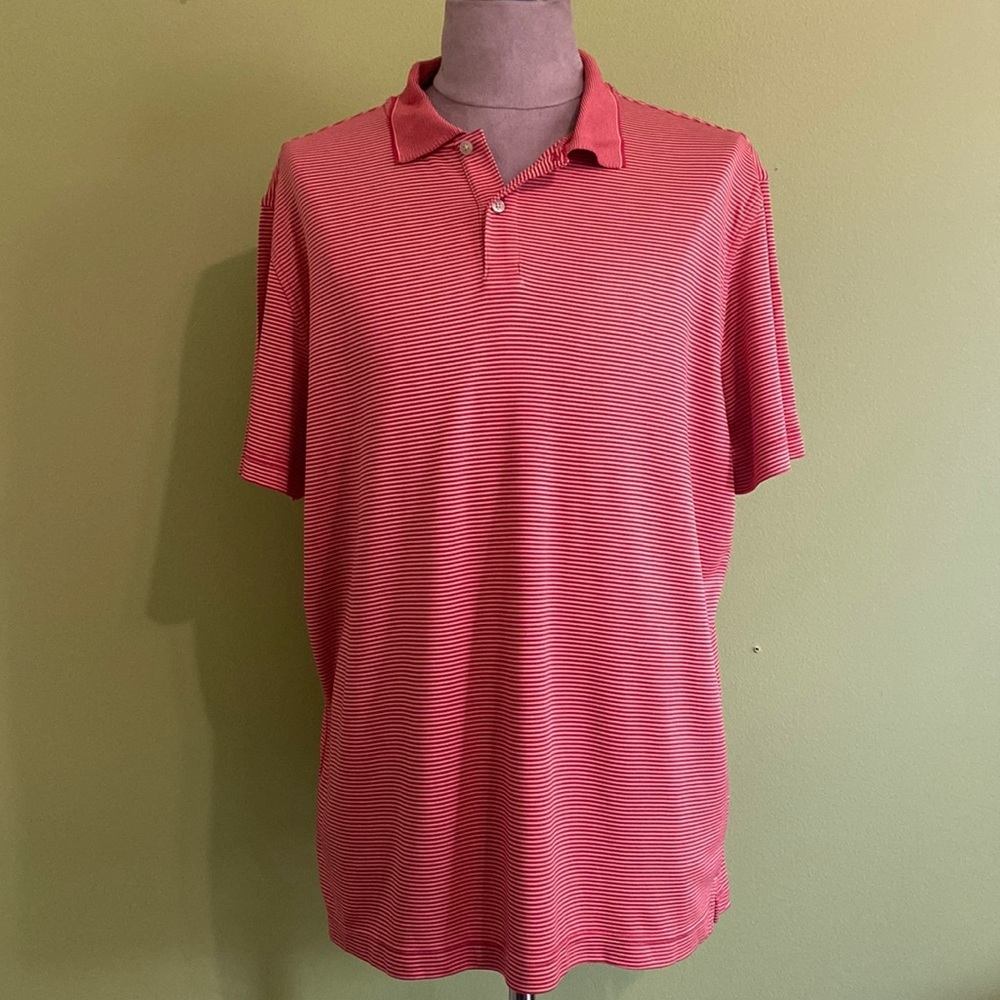 Red striped polo shirt